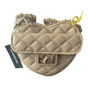 Bebe Quilted Heart Crossbody Bag in Cream